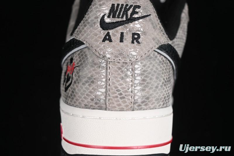 Nike Air Force 1 '07 Low Year of the Snake Limited Edition Grey Black Snake Scale Low-Top Casual Sneakers - DM6688-009