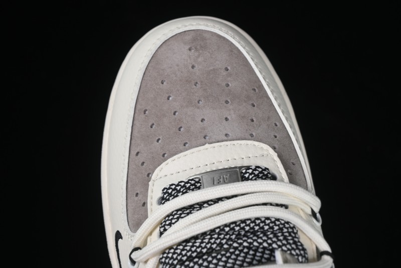 Nike Air Force 1 '07 Low Stussy Collaboration Beige Black Drawstring Casual Sneakers - SJ1198-109