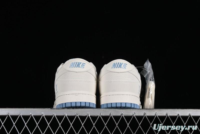 Nike SB Dunk Low LV Collaboration - Double Swoosh Beige Blue Anniversary High-End Custom Low-Top Casual Skate Shoes - XX2025-308