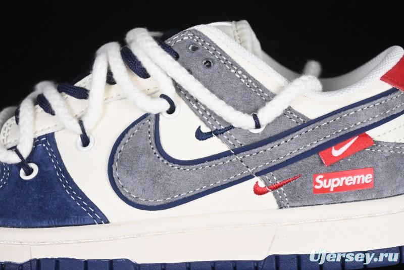 Nike SB Dunk Low Supreme Collaboration Sneakers in Gray Blue with Gray Swoosh - YX5066-260
