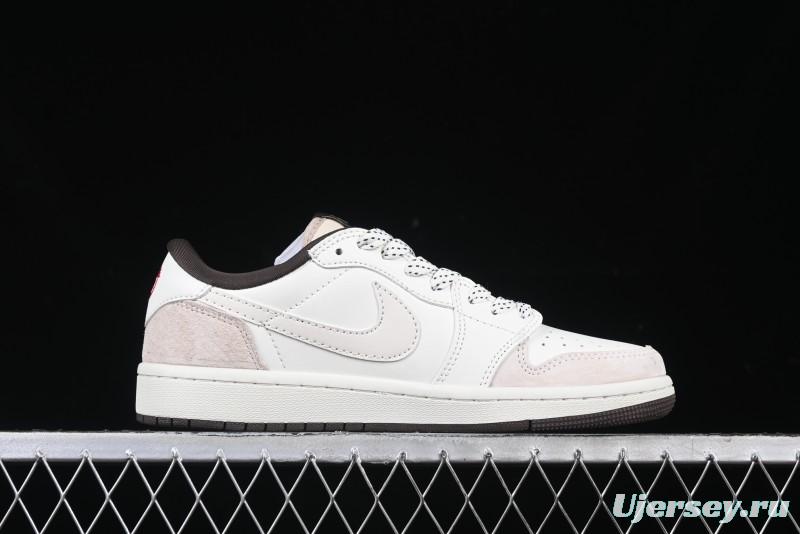 Nike Travis Scott x Fragment Design x Air Jordan 1 Low OG SP AJ1 Bape Collaboration Sneakers - AG3702-807