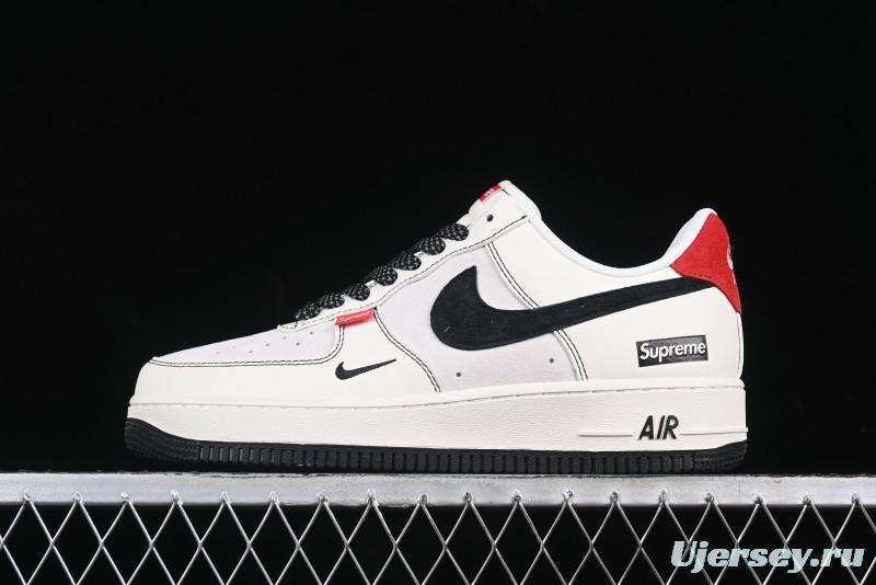 Nike Air Force 1 '07 Low Supreme Collaboration Casual Sneakers in Beige Black Red - BB7518-019