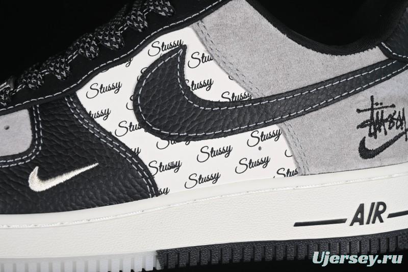 Nike Air Force 1 '07 Low Stussy Collaboration Black Leather Low-Top Casual Sneakers - CH6336-518