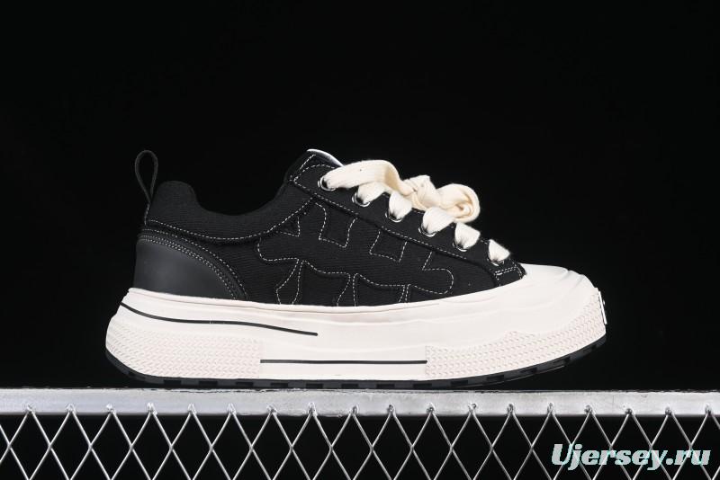 Shoot Brand Resonance Black Plum Retro Comfort Leather Anti-Slip Elevated Low-Top Casual Skate Shoes - AJD4