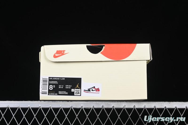 Nike Air Jordan 1 Low Stussy Collaboration - Black Red Custom High-End Retro Basketball Shoes - SJ9950-048