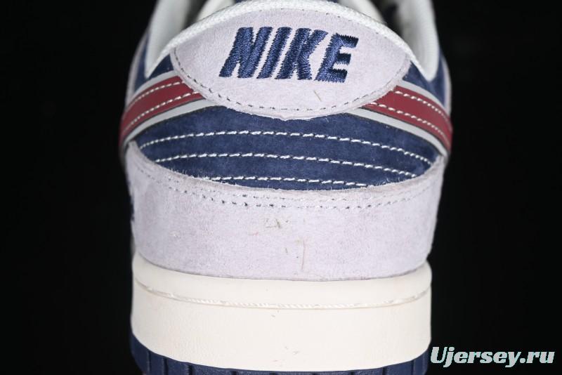 Nike SB Dunk Low Stussy Collaboration Black Burgundy Swoosh Anniversary Custom Low-Top Casual Skate Shoes - DM6868-022
