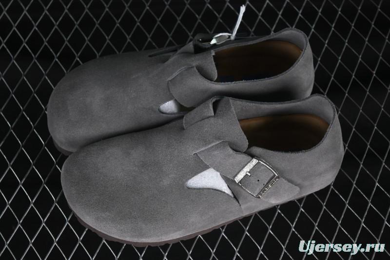 Birkenstock London BS Unisex Slip-On Comfort Shoes with Soft Suede Leather and Lambswool Insole - BS