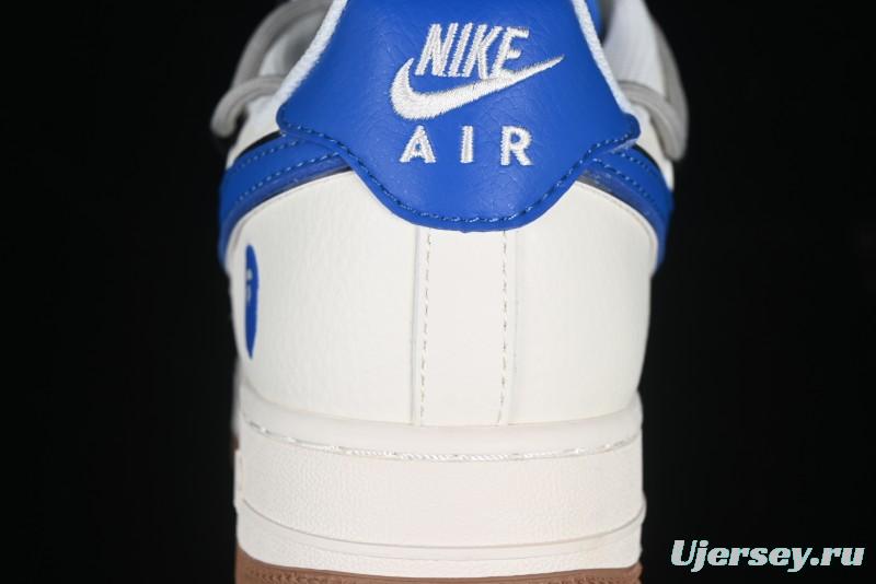 Nike Air Force 1 '07 Low Bape Collaboration Beige Blue Gum Pull Tab Casual Sneakers - SJ1198-112