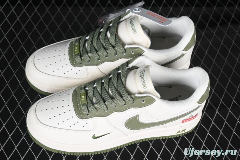 Nike Air Force 1 '07 Low Stone Island x Supreme Collaboration Beige Green Swoosh Low-Top Casual Sneakers - BB1616-301