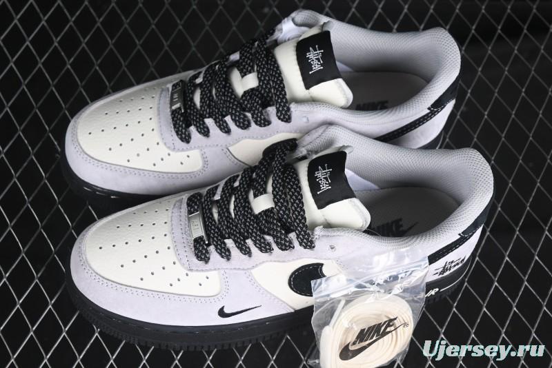 Nike Air Force 1 '07 Low Stussy Collaboration All Black Low-Top Casual Sneakers - XZ6188-195