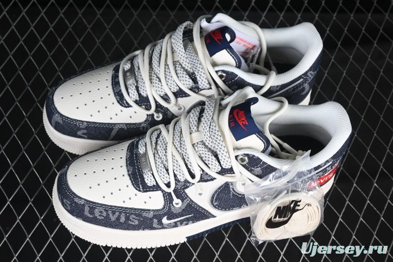 Nike Air Force 1 '07 Low Levi's Collaboration Light Blue Denim Drawstring Casual Sneakers - SJ1198-900