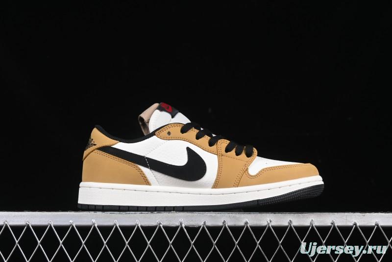 Nike Air Jordan 1 Low OG AJ1 White Yellow Black Swoosh Casual Sneakers - CZ0790-107