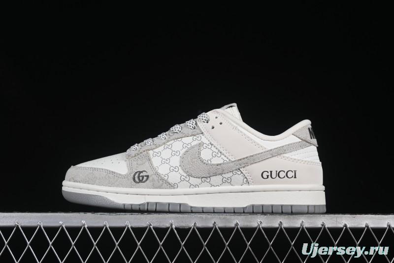 Nike SB Dunk Low Gucci Collaboration Beige Grey Denim Anniversary Custom Low-Top Casual Sneakers - CH8311-239
