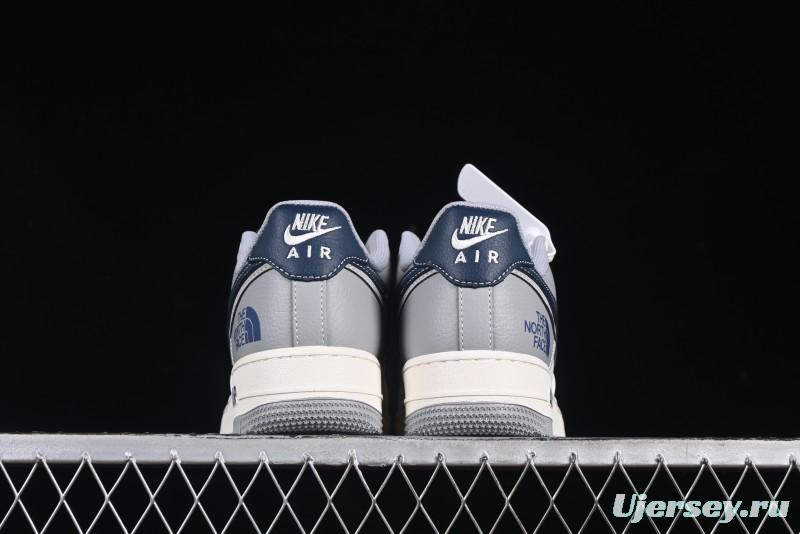 Nike Air Force 1 '07 Low The North Face Collaboration Grey Blue Double Swoosh Casual Sneakers - XS1958-520