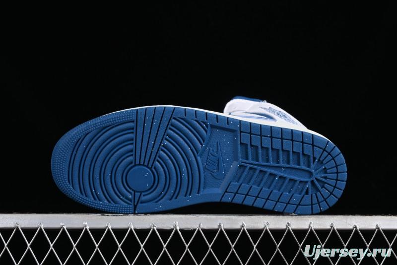 Nike Air Jordan 1 Mid Industrial Blue Basketball Shoes with Air Cushion - FN5215-141