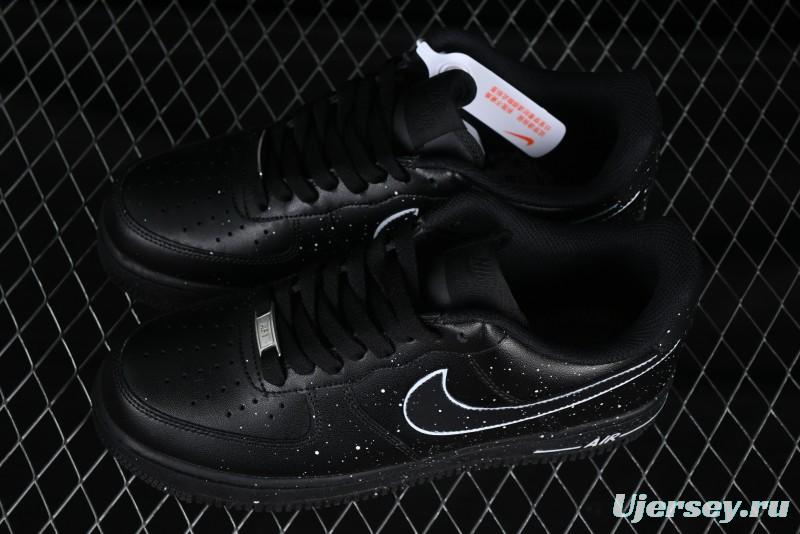 Nike Air Force 1 '07 Low 2D Anime Theme Black White Splatter Casual Sneakers - CK0316-059