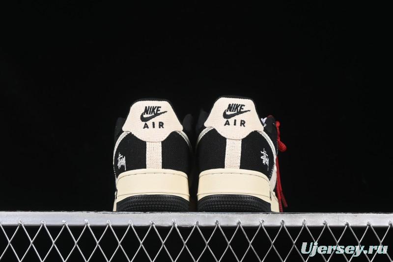 Nike Air Force 1 '07 Low Stussy Collaboration Beige Black Low-Top Casual Sneakers - XZ6188-762