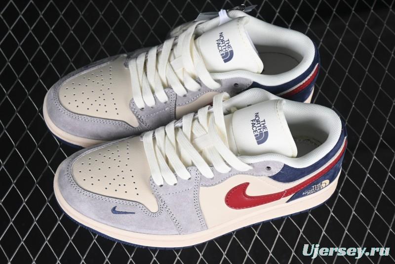 Nike Air Jordan 1 Low AJ1 The North Face Collaboration Grey Blue Red Hook Retro Basketball Shoes - DM9188-012