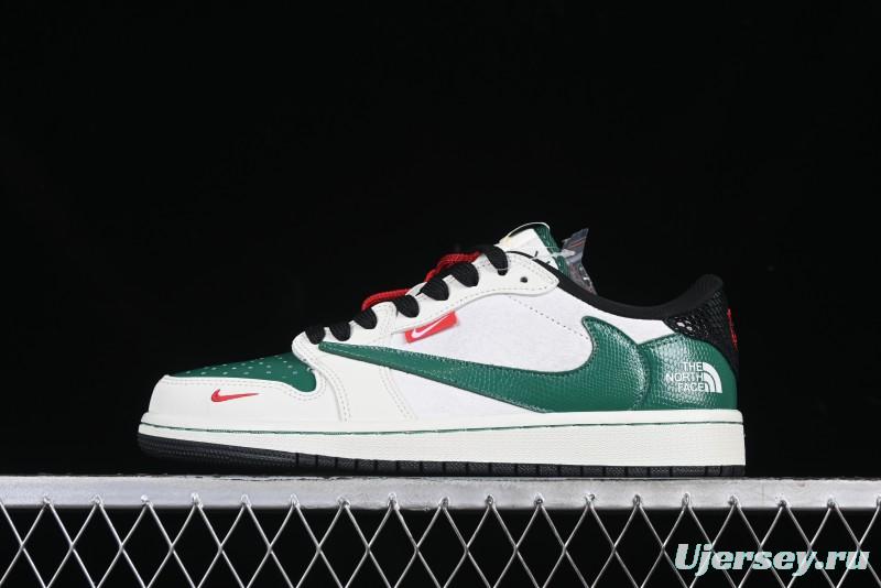 Nike Travis Scott x Fragment Design x Air Jordan 1 Low OG SP AJ1 Low Top Sneakers in Off White and Teal - CH6336-021