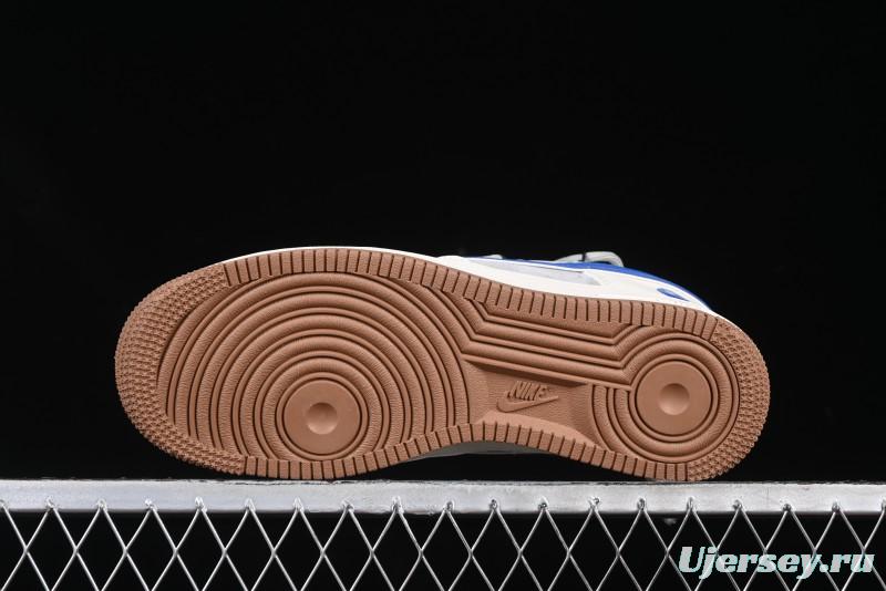 Nike Air Force 1 '07 Low Bape Collaboration Beige Blue Gum Pull Tab Casual Sneakers - SJ1198-112