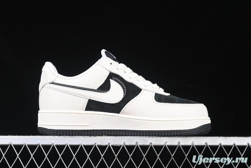 Nike Air Force 1 '07 Low Supreme Collaboration - Beige Black Double Swoosh Casual Sneakers - DF0188-019