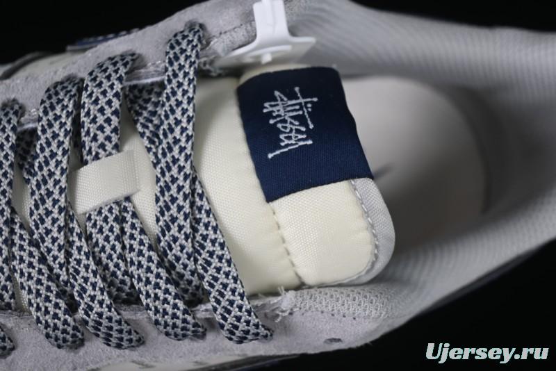 Nike Air Force 1 '07 Low Stussy Collaboration Grey Blue Swoosh Casual Sneakers - XZ3318-088