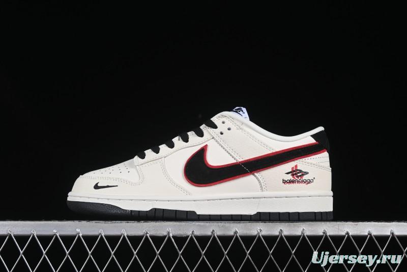 Nike SB Dunk Low Balenciaga Collaboration Off-White Black Hook Anniversary High-End Custom Low-Top Casual Skate Shoes - LW1818-110