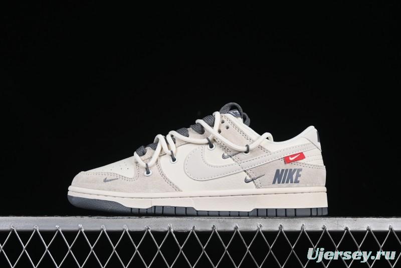 Nike SB Dunk Low Anniversary Collaboration Red Tag Beige Gray Customized Lace-Up Low-Top Casual Skate Shoes - XX3168-121