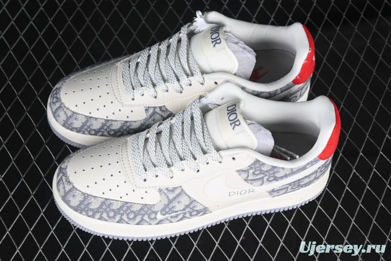 Nike Air Force 1 '07 Low Dior Collaboration - Grey Pattern Low-Top Casual Sneakers - DF0188-021