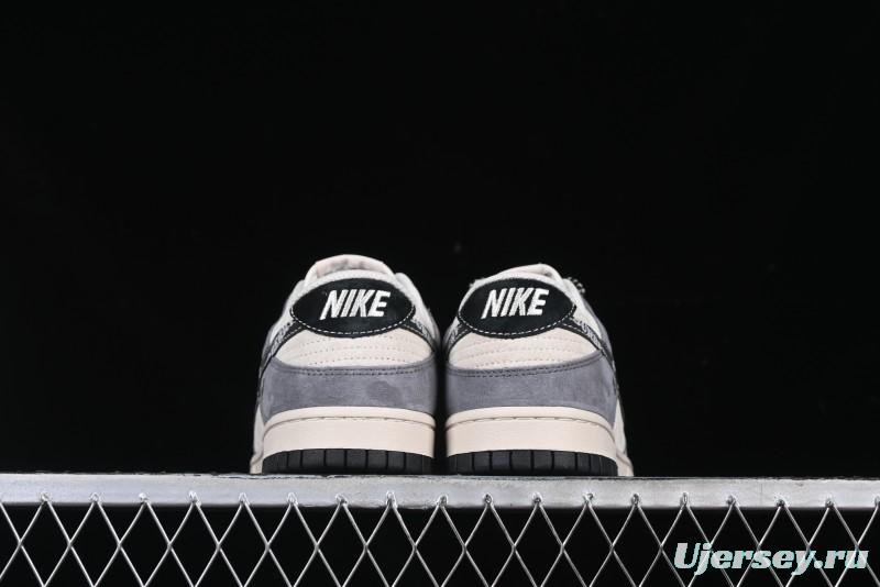 Nike SB Dunk Low Anniversary Edition Customized Sneakers with Grey Swoosh Logo - DJ2024-083