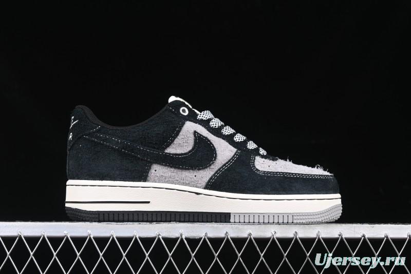 Nike Air Force 1 '07 Low Stussy Collaboration Black Grey Outsole Low-Top Casual Sneakers - SJ6698-017