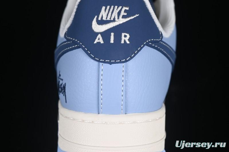 Nike Air Force 1 '07 Low Stussy Collaboration Dual-Tone Sky Blue Low-Top Casual Sneakers - XS1958-516