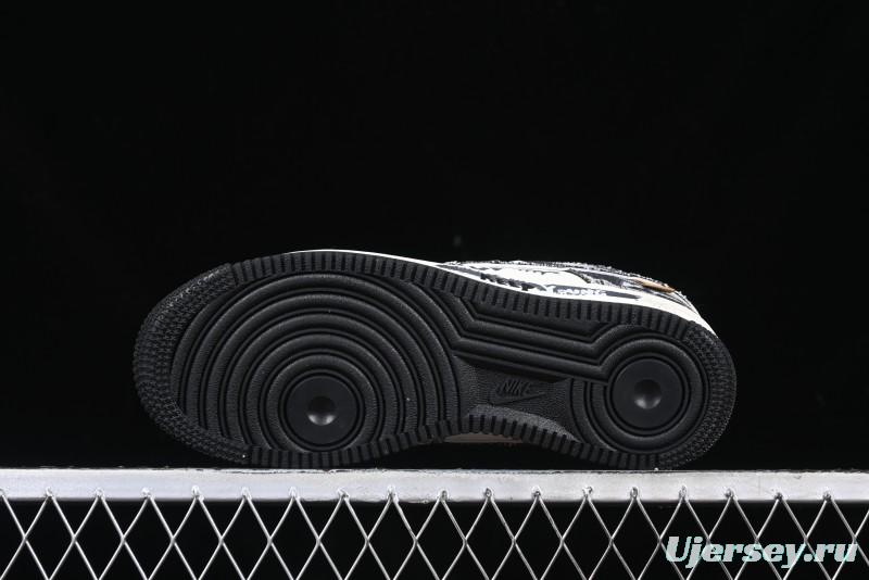 Nike Air Force 1 '07 Low "Black Jeans" Graffiti Casual Sneakers - FB0607-660