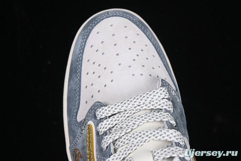 Nike Travis Scott x Fragment Design x Air Jordan 1 Low OG SP AJ1 Snake Year Limited Gold Snake Low-top Casual Sneakers - XZ2025-288