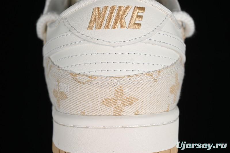 Nike SB Dunk Low LV Collaboration - Yellow Denim Print Anniversary High-End Custom Low-Top Casual Sneakers - SJ2068-247