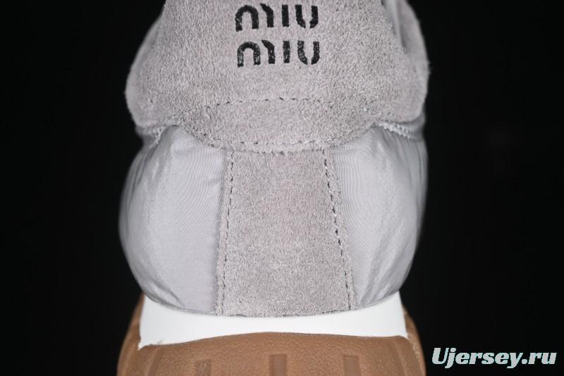 Miu Miu Suede Round Toe Lace-Up Low Top Women's Casual Shoes - 99D4