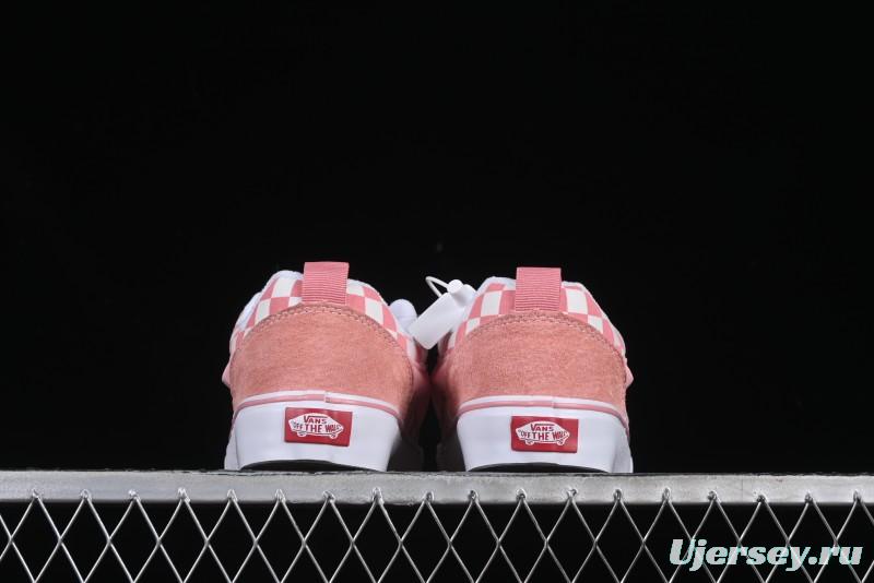 Vans Knu Skool Low Top Comfortable Slip Resistant Wear Resistant Casual Sneakers in Pink Checker - VN0009QCREV