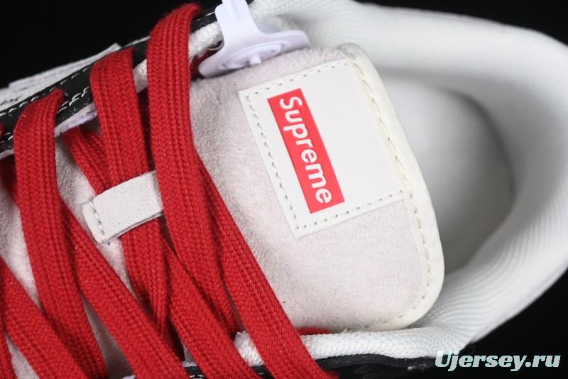 Nike SB Dunk Low Supreme Collaboration - Black Leather Texture Anniversary High-End Custom Low-Top Casual Skate Shoes - XS1086-020