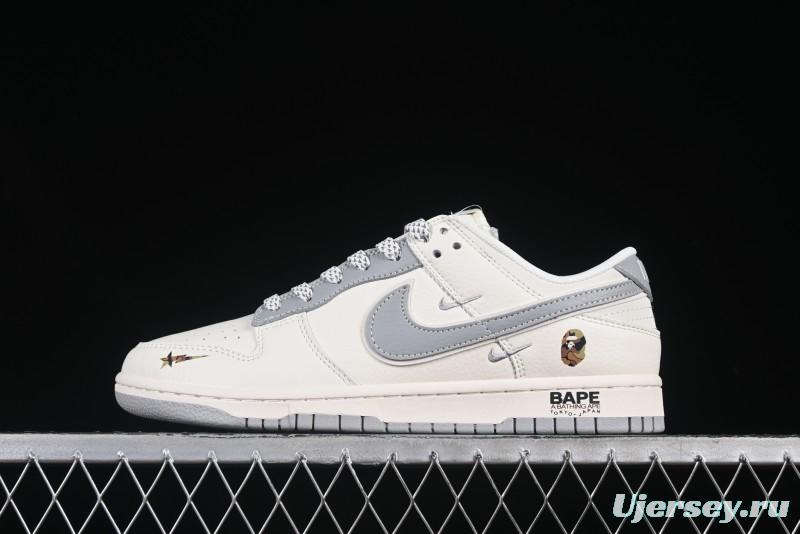 Nike SB Dunk Low Bape Collaboration Light Gray Anniversary Custom Low-Top Casual Sneakers - XS6089-508