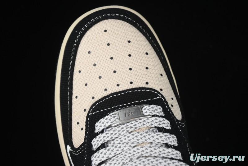 Nike Air Force 1 '07 Low Stussy Collaboration Beige Black Low-Top Casual Sneakers - XZ6188-762
