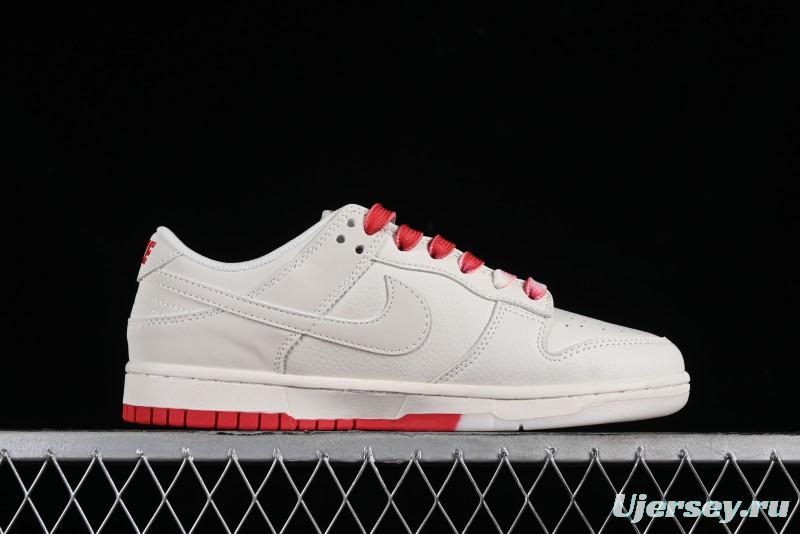 Supreme x Nike SB Dunk Low Anniversary Custom White Red Colorway Low-Top Casual Skate Shoes - BB8657-107