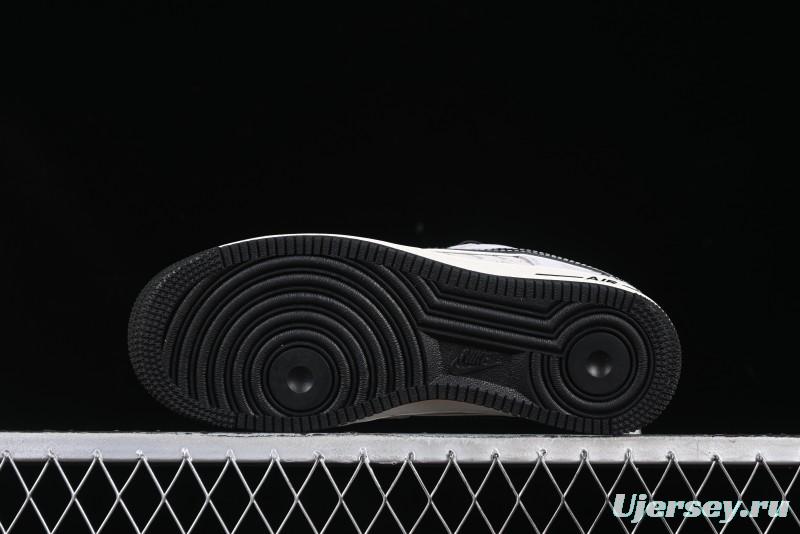 Nike Air Force 1 '07 Low Stussy Collaboration Silver Trim Black Swoosh Low-Top Casual Sneakers - XZ6188-912