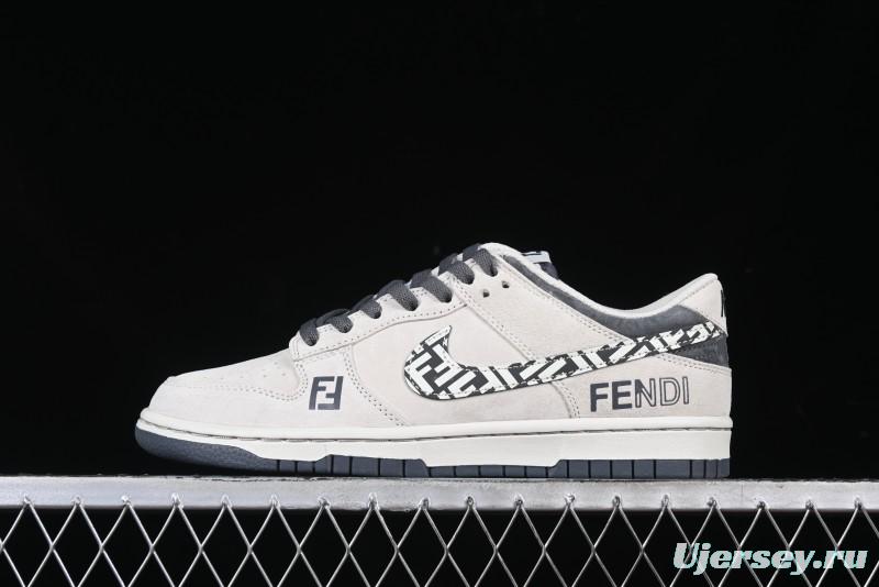 Nike SB Dunk Low Fendi Collaboration Monogram Swoosh Anniversary Custom Low-Top Casual Skate Shoes - DJ2024-046