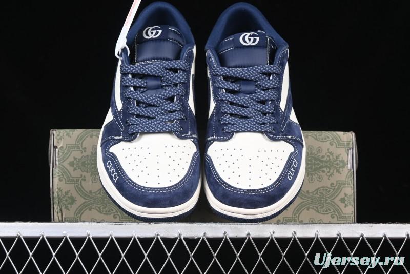 Nike Travis Scott x Fragment Design x Air Jordan 1 Low OG SP AJ1 Collaboration Sneakers - Prussian Blue - XS3086-006