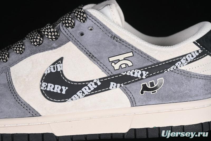 Nike SB Dunk Low Anniversary Edition Customized Sneakers with Grey Swoosh Logo - DJ2024-083