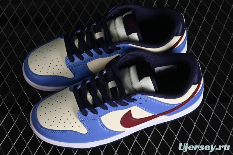 Nike Dunk Low SB Skateboarding Shoes in White Blue Red Colorway - FV8119-161