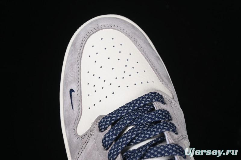 Nike Air Jordan 1 Low Stussy Collaboration Blue Suede Retro Basketball Shoes - SJ9950-035