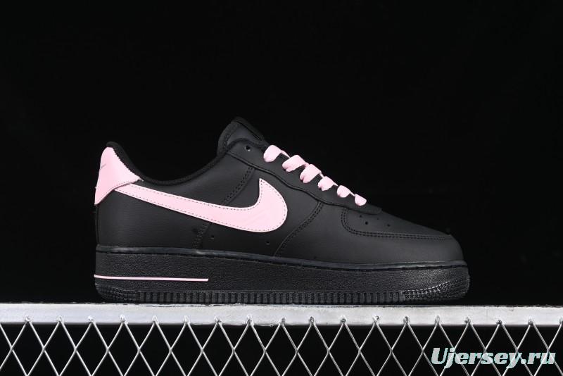 Nike Air Force 1 '07 Low Casual Sneakers with Black & Pink Double Swoosh - CW2288-028