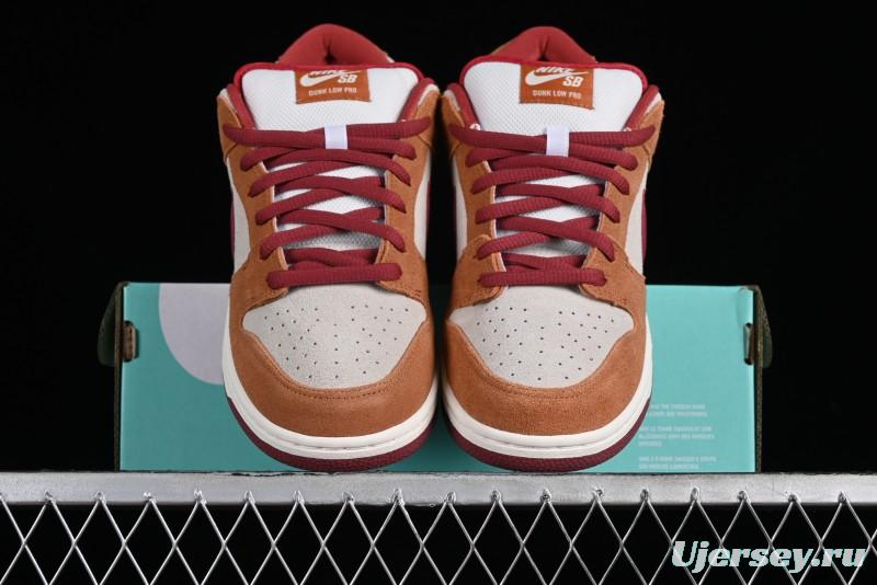 Nike SB Dunk Low Pro Brown Red Colorway SB Low Top Casual Skate Shoes - BQ6817-202
