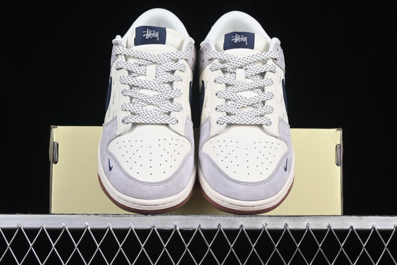 Nike SB Dunk Low Stussy Collaboration Blue Swoosh Gum Sole Anniversary Custom Low-Top Casual Sneakers - XS1086-012